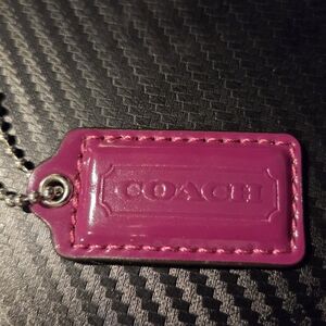 Coach Dark Pink/cranberry  Patent Leather Hang tag/Keychain